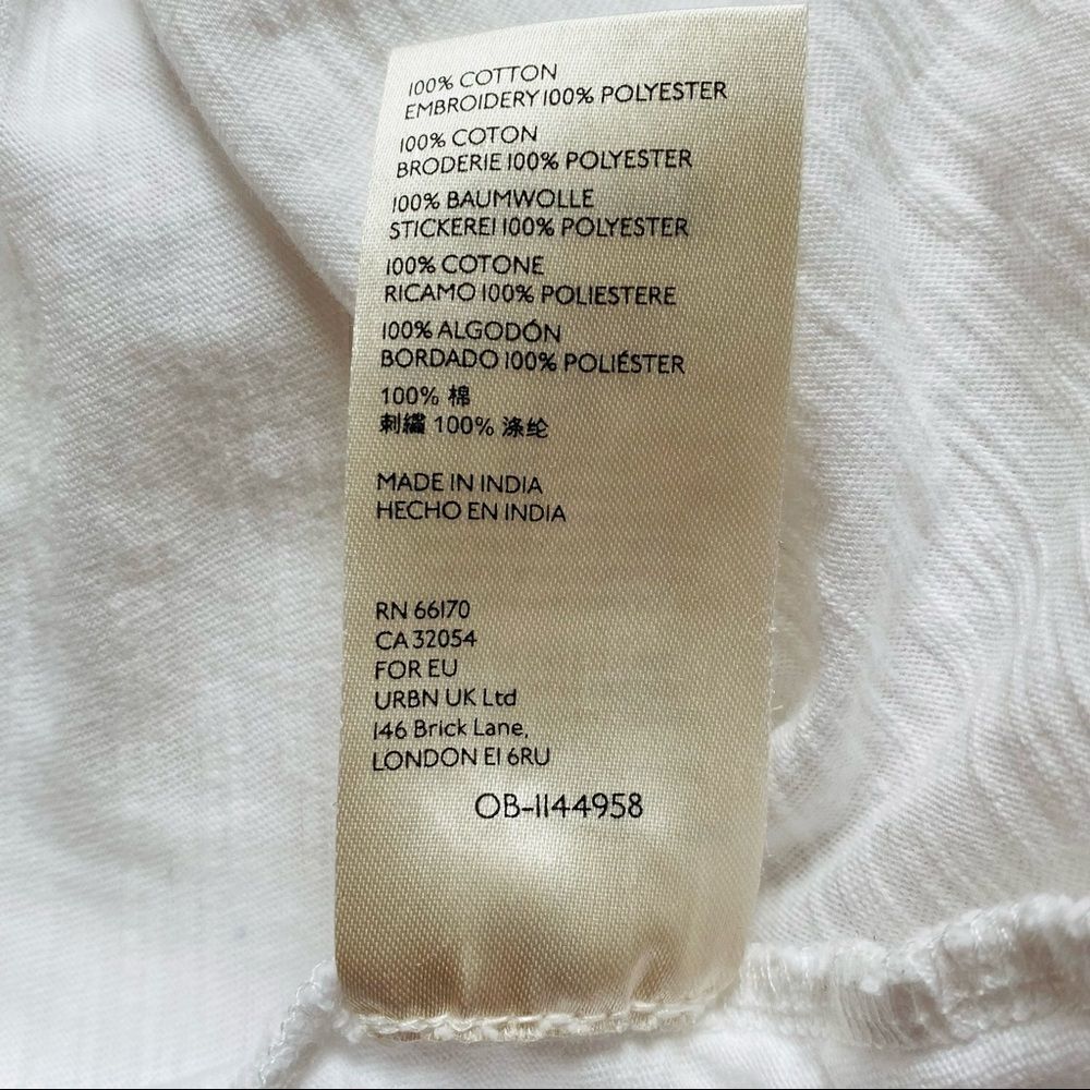 Anthropologie Maeve Bridey White Embroidered Puff Sleeve U-Neck Cotton S - Picture 9 of 9